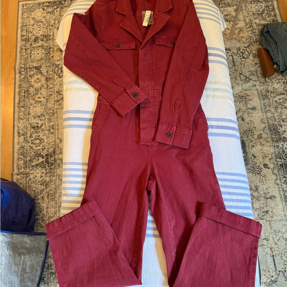 Madewell Red Pantsuit Long Sleeve Collared Design